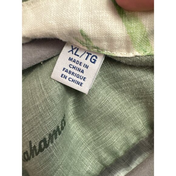 Tommy Bahama Mens Green Linen Button-Up Shirt XL Short Sleeve Camp Collar Summer - Picture 3 of 5